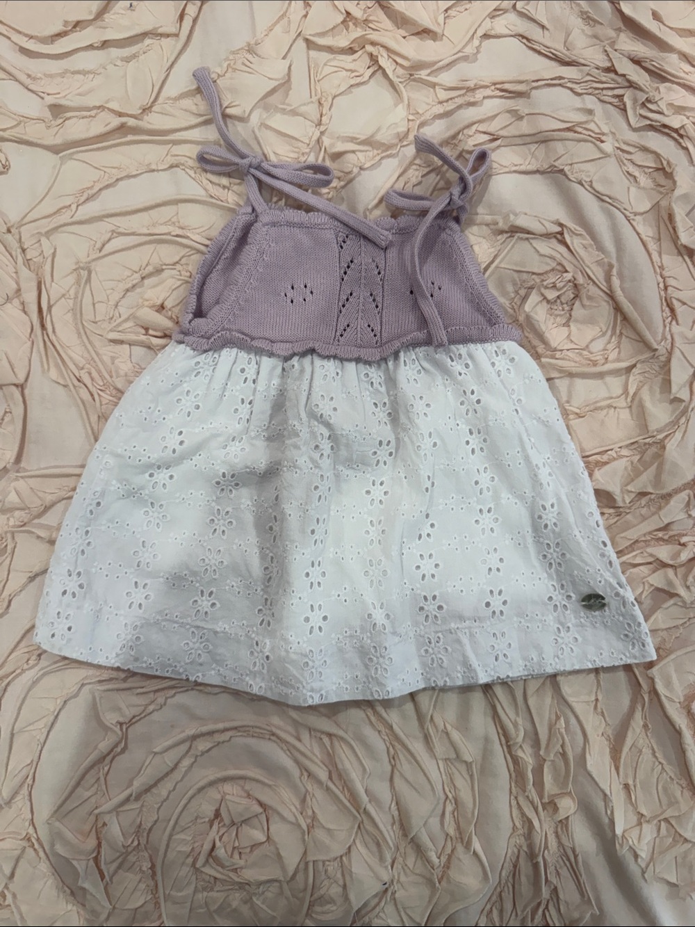 Lilac Knit & White Eyelet Girls' Sundress